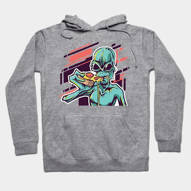 Pizza Eating Alien I Hippster UFO Alien Hoodie by az_Designs